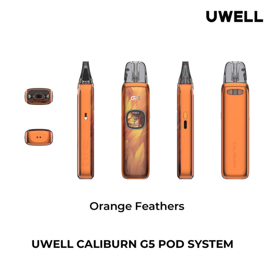 Uwell Caliburn G5 Pod Kit - Orange Feathers (3 Pods Bundle)