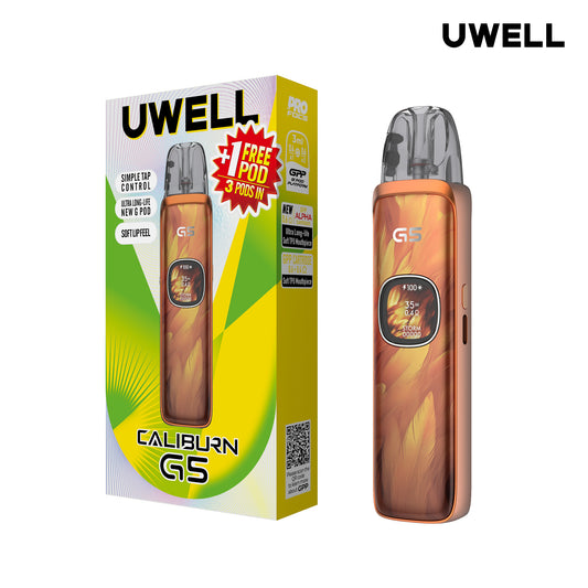 Uwell Caliburn G5 Pod Kit - Orange Feathers (3 Pods Bundle)