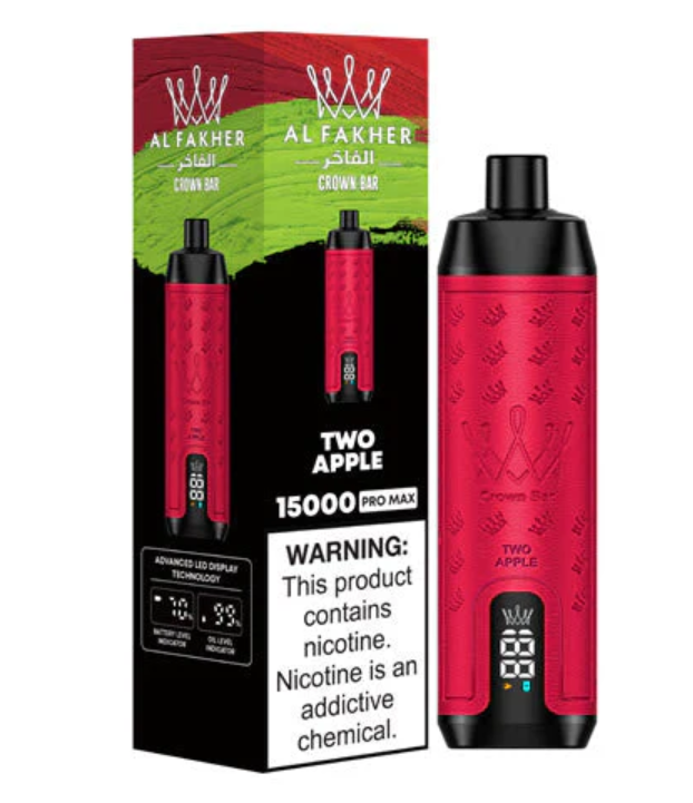 Al Fakher Crown Bar 15000 disposable vape product shot, Luxury shisha disposable vape, Al Fakher heritage vape - AL Fakher Crown Bar Pro 15000 Puffs Disposable – ATEF Vape Store